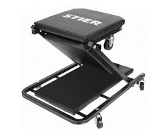 Chariot et tabouret de visite pour atelier 2 en 1 STIER Multi+, travail confortable dans le domaine automobile, rembourré, planche à roulettes de montage, planche à roulettes, chariot de montage