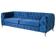 Chesterfield Glamour fha060 Palazzo Canapé 3 places en velours Bleu marine