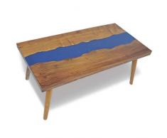 vidaXL Teck Table Basse Résine 100x50x40 cm Table dAppoint Meuble de Salon