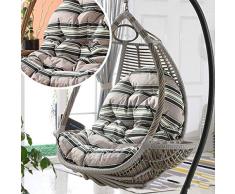 Hanging rotin Chaise Balançoire Pads Egg Chair en forme de coussin, intérieur/extérieur Jardin Meubles de terrasse (pas de chaises, coussins uniquement) D5 / 26 (Couleur: Gris) Zixin