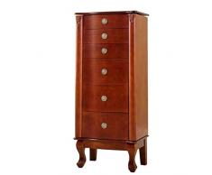 Jewellery Organisers Lxn Armoire à Bijoux avec Miroir, Armoire de Rangement pour Les Bijoux en Bois de Noyer, Grande capacité, Doublure en Flanelle de Haute qualité, 5 Tiroirs,Deux Portes Latérales
