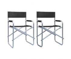 Tidyard Chaises de Metteur en Scène/Chaise Pliante Camping 2 pcs Acier Noir