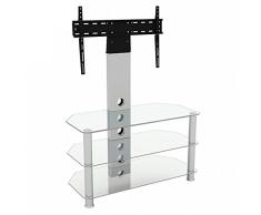 Meuble TV King en verre avec support TV, en porte-à-faux 90 cm Verre transaprent