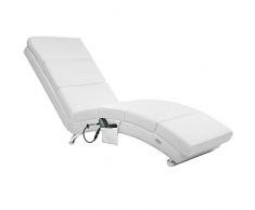 Chaise de Relaxation rembourrée méridienne London Similicuir Blanc Fauteuil Fonction Chauffage et minuterie télécommande Ergonomique 8 Points de Massage 2 Niveaux dintensité