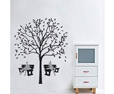 décorations muralesLe film transparent de banc de couple darbre noir enlève lautocollant mural de mur de fond de TV