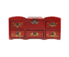 PETSOLA Coiffeuse Vintage Bois Vieille Commode Bijoux Rétro Boîte De Rangement Boîte Cadeau Cadeau