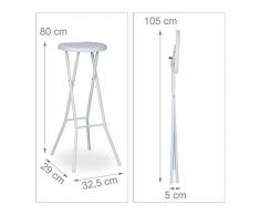 Relaxdays Tabouret pliant de jardin BASTIAN lot de 2 sans dossier résistant hauteur 80 cm chaise de bar plastique optique rotin, blanc