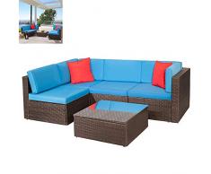 DNNAL 5 Ensembles Pièces Patio Meubles, Extérieur Chaise en rotin intérieur Sofa Lounge Chair Peut être combiné pour Le Jardin Balcon Librement Patio de la Piscine