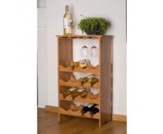 Quantio Étagère à vin extensible en bambou 84 x 24 x 50 cm
