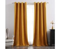 MIULEE 2 Panneaux Doux Velours Rideau Occultant Thermiques Réglage de la Température Rideaux à Oeillets Élégant Décoration pour Chambre Salon 140x225cm Orange