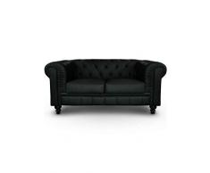 Menzzo A6052 Contemporain Canapé 2 Places Bois Noir 80 x 157 x 72 cm