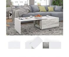 Directachat56 Table Basse coulissante et pivotante, modèle Dresde, 3 Coloris (Gris béton/Blanc)