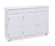 Inter Link Commode buffet bahut bas pin massif vernis blanc