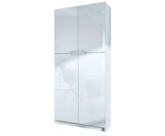 Vladon Armoire de Bureau Rangement Logan, Corps en Blanc Mat/Façades en Blanc Haute Brillance