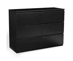 IDMarket - Commode 6 tiroirs bois noir Tomi