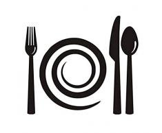 Stickers Muraux/Mural Fourchette Couteau Décalque Amovible Mur De Pvc Art Cuisine Boulangerie Fenêtre Vitrine Mur Autocollant Décoration 44X38Cm