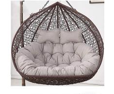 LZDX Lavable Fauteuil Suspendu Coussin Egg, Coussin Double en rotin et Osier Thicken Hamac Chaise Pad avec 2 Oreiller, Yard Patio Intérieur Extérieur Jardin,G