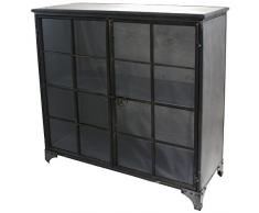 chemin_de_campagne Bahut Buffet Armoire Vitrée Style Industriel Fer Métal 100 cm