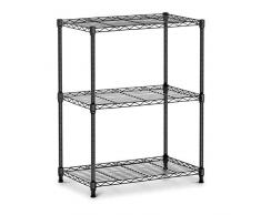 Royal Catering Étagère Métallique Modulable Métal Sans Vis Emboîtable Fil RCMR-760P19 (60 x 35 x 77 cm, 120 kg, 3 Tablettes, Revêtement Époxy, Noir)
