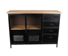 LHéritier Du Temps Bahut Industriel Meuble de Rangement Buffet Indus en Acier et Bois 32x73,5x100cm