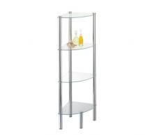 Axxentia Bad 282134 Solanio Meuble dangle 4 étagères Chromé Fond en verre 30 x 30 x 108 cm