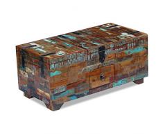 vidaXL Coffre Table Basse Table auxiliaire Bois de récupération Massif