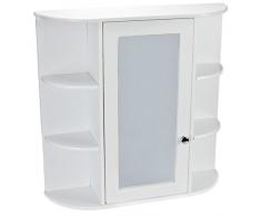 Petite Unique Porte Miroir mural de salle de bain en bois sur les toilettes Armoire de rangement Meuble Blanc Médecine Armoire de toilette maquillage avec étagère moderne arrondi d'angle Motif