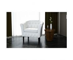 mewmewcat Chaise Fauteuil Cabriolet Cuir synthétique Blanc 69,5 x 62 x 71 cm