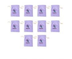Cabilock 10pcs Sac de Cordon de Lavande Lin Bonbons sachets vides pour sachets/Gaze/Imprimé Floral Lavande pour Mariage, Armoire.