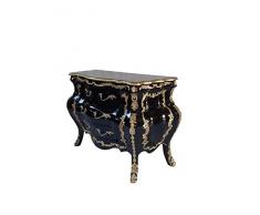Louises Baroque Rokokoko Commode Style Ancien - Noir - Largeur 115 cm