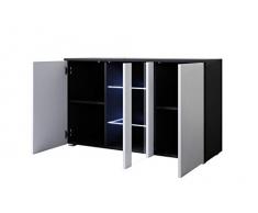 muebles bonitos Buffet modèle Luke A1 (120x72cm) Noir Blanc