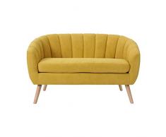 Zons ASMA Canapè 2 Places en Velours Jaune, Bois, Safran, 1