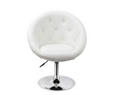 Fauteuil de Salon Blanc Fauteuil Club Similicuir Fauteuil Cabriolet pivotant Chaise de Salle à Manger réglable en Hauteur Duhome 0332