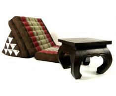 livasia | Coussin Triangulaire avec Matelas 3 Parties | Rembourrage en Kapok | Coussin/Matelas de Sol | Coussin Thaï avec Une Petite Table d'opium