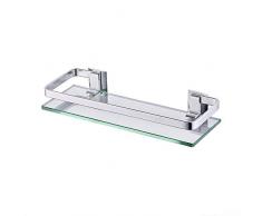Étagères de salle de bains, épais en verre trempé en aluminium à montage mural étagère de salle de bain étagère de rangement de cuisine, douche Caddy bain Panier rectangulaire étagère (1-Tier)