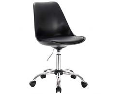 WOLTU BS39sz Tabouret à roulettes Chaise de Bureau en Similicuir Tabouret de Bureau pivotant 360° réglable en Hauteur,Noir