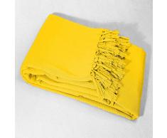 douceur dintérieur jete de canape a franges 180x220cm coton lana jaune