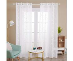 Deconovo Lot de 2 Rideaux Voilages Salon a Oeillet Simili Lin Motif 140x245 Rideaux Voilages Chambre Adulte