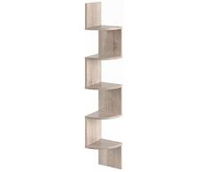 Vicco Étagère d’Angle Snake Étagère Suspendue étagère Murale bibliothèque Design (chêne)