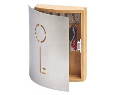 Zeller 13846 Armoire à clés en Hetre/Inox, 21,5 x 6 x 24,5 cm