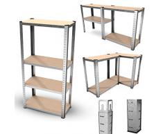 Étagère de rangement polyvalente en métal - Charge lourde Max 600kg - 160 x 80 x 40 cm - Gris