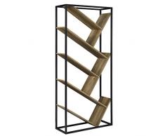 [en.casa] Casier de Bibliothèque Étagère MDF Métal Bois 180 x 80 x 30 cm