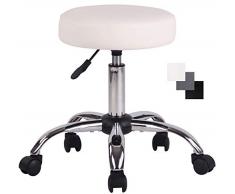 CLP Tabouret De Travail Münster en Similicuir I Chaise De Travail avec roulettes I Siège De Travail Réglable Et Pivotant I Hauteur: 46-58 cm Blanc
