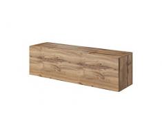E-com - Meuble TV Armoire Tele Table Television Suspendu Fay - 140 cm - Chene Wotan