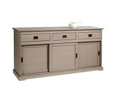 IDIMEX Buffet Savona bahut vaisselier Commode avec 3 tiroirs et 3 Portes coulissantes, en pin Massif lasuré Taupe