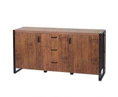 Mendler Buffet HWC-A27, Commode Bahut Armoire 80x160x40cm Structure 3D, Couleur Chêne Sauvage