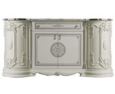 LIGNEMEUBLE Garbo LAQUÉ Blanc ET Argent Salle À Manger Baroque : Le Buffet 4 Portes