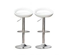 POPSPARKk Tabouret de Bar 2 pièces réglable ABS Plastique Blanc, Hauteur réglable 84-104 cm