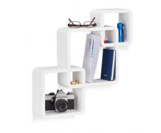 Relaxdays 10021803_49 Étagère cube carré tablette flottante murale 3 cubes en MDF compartiment coloré, blanc