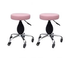 XDSA Tabouret De Salon Siège Mobile,Tabouret De Travail Rotatif, Hauteur Réglable 45-57 Cm, Assise Rembourrée, pour Salon De BeautéBureau Clinique (Color : Pink×2)